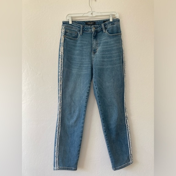 Judy Blue Slim Fit Side Fringe Jeans Size 9/29 Women’s Medium Wash High Waisted - Picture 1 of 10
